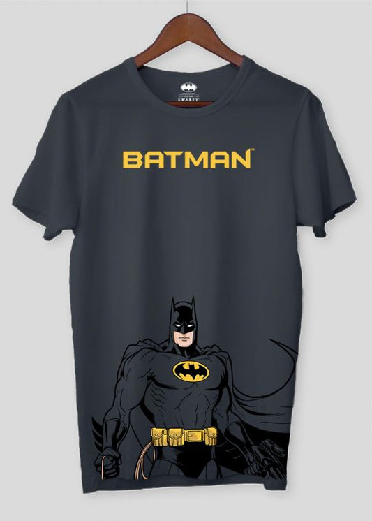 Batman Forever Printed Stone Grey Half Sleeve T-Shirt For Men