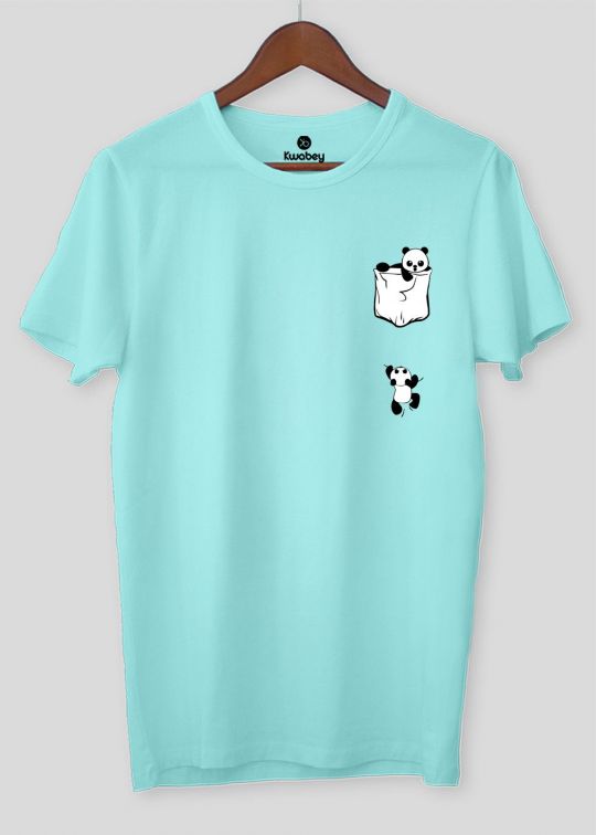 Climb Panda Aqua Half Sleeve T-shirt For Men