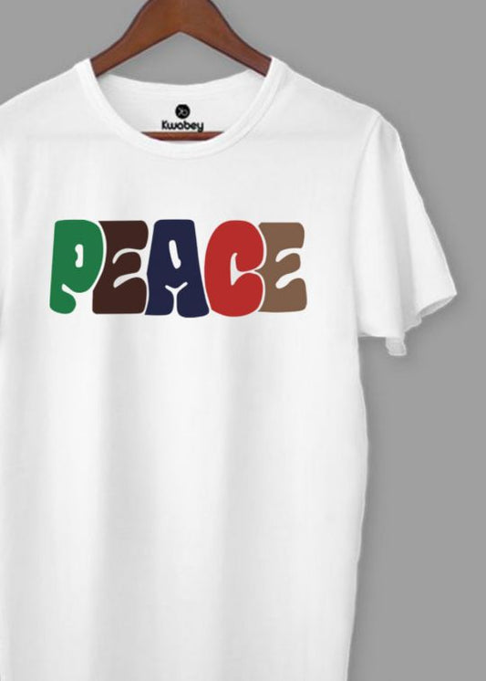 Color Peace White Half Sleeve T-Shirt For Men