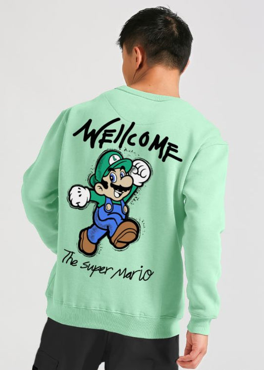 Welcome Super Mario Jade Oversized Sweatshirt For Men