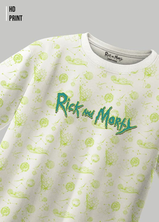 All Over Neon Printed Rick White Oversized T-shirt For Men