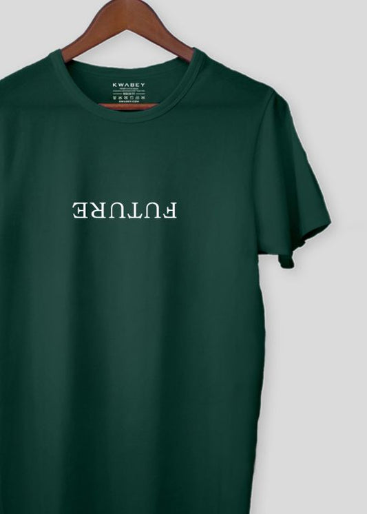 Future Printed Bottle Green Half Sleeve T-Shirt For Men
