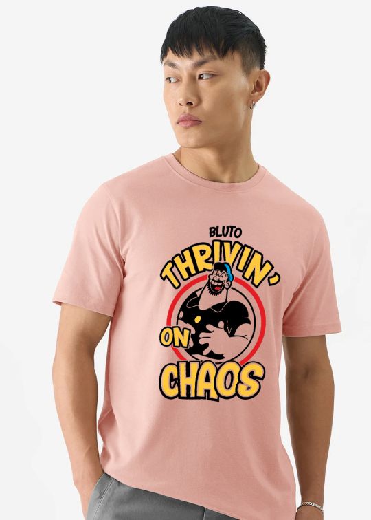 Bluto Chaos Pastel Pink Half Sleeve T-shirt For Men