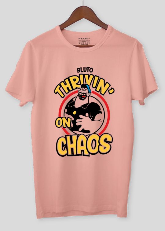 Bluto Chaos Pastel Pink Half Sleeve T-shirt For Men