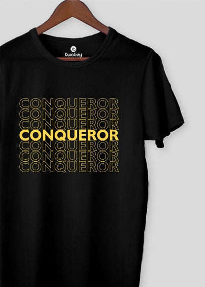Conqueror Black Half Sleeve T-shirt For Men