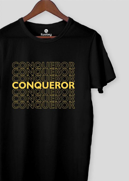 Conqueror Black Half Sleeve T-shirt For Men