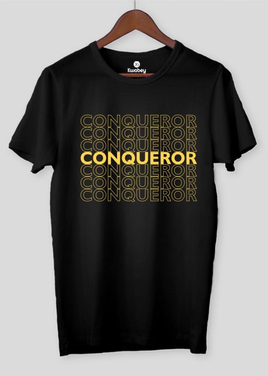 Conqueror Black Half Sleeve T-shirt For Men