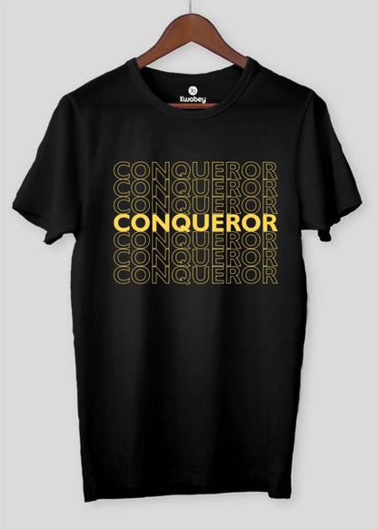 Conqueror Black Half Sleeve T-shirt For Men