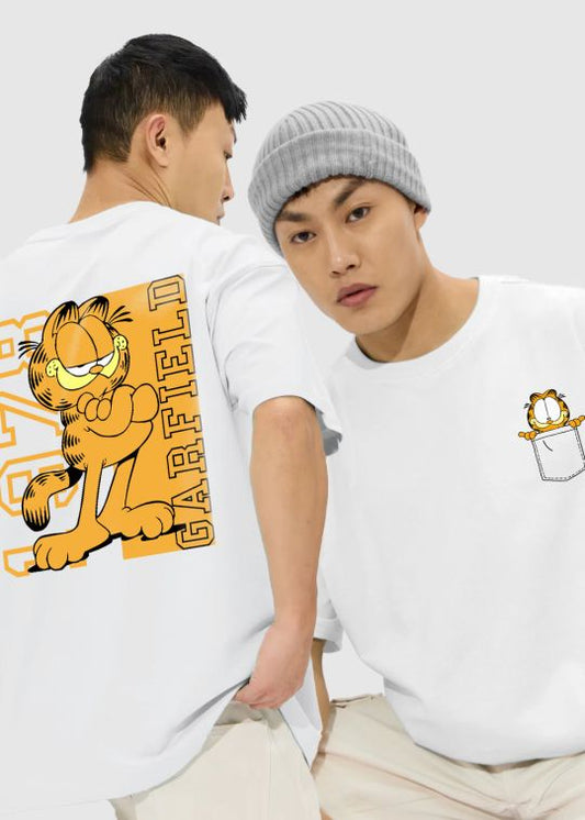 Club Garfield White Oversized T-Shirt For Men