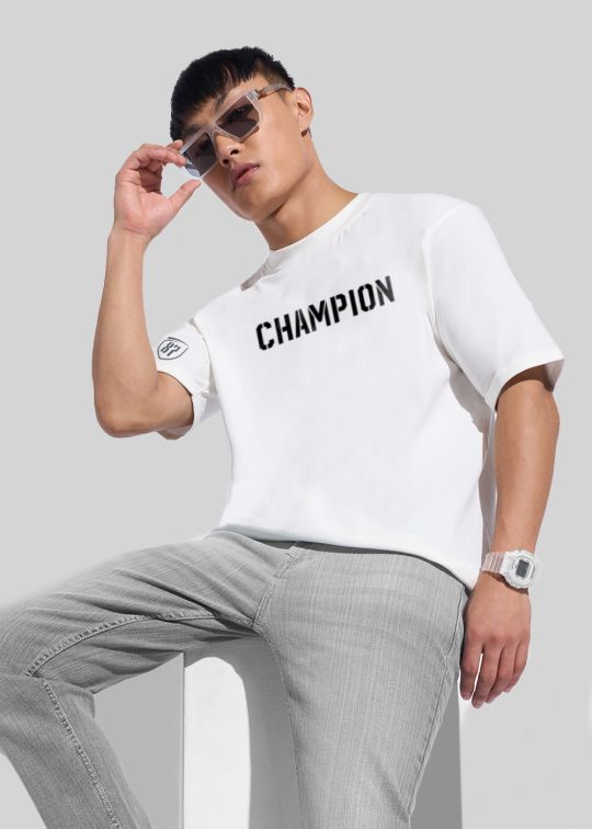Champion 87 Permium White Oversized T-shirt For Men