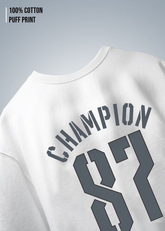 Champion 87 Permium White Oversized T-shirt For Men