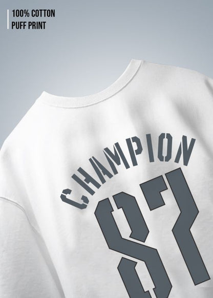 Champion 87 Permium White Oversized T-shirt For Men
