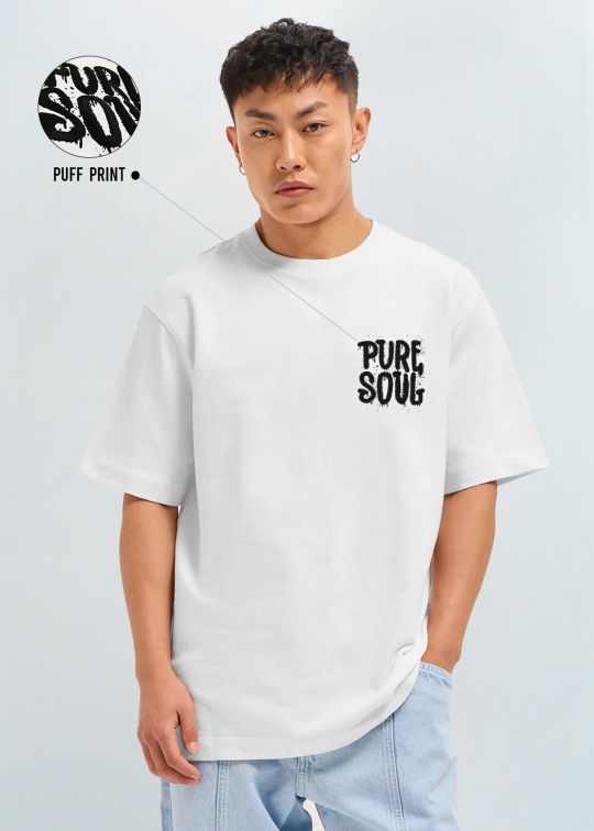 Pure Soul Premium White Men Oversized T-shirt 