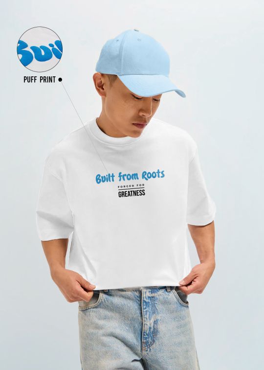Built from Roots Premium White Men Oversized T-shirt 