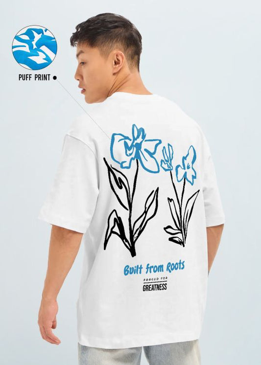 Built from Roots Premium White Men Oversized T-shirt
