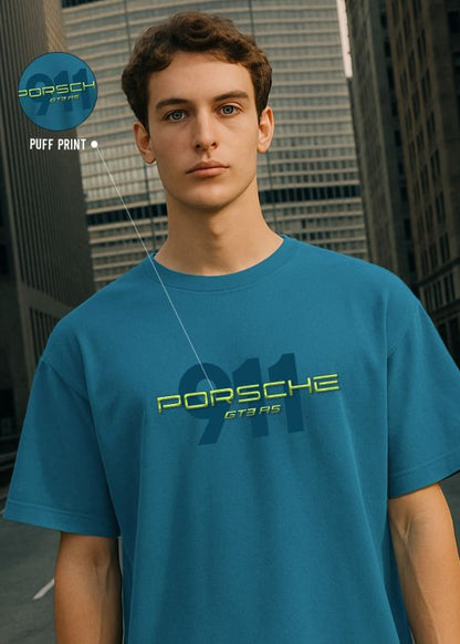 Porsche Premium Teal Oversized T-shirt For Men