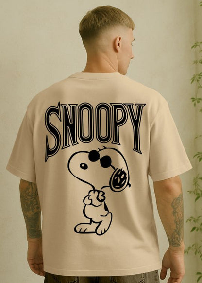 Snoopy Cool Premium Beige Oversized T-shirt For Men