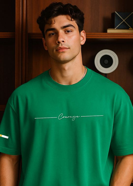 Courage Premium Emerald Green Oversized T-shirt For Men