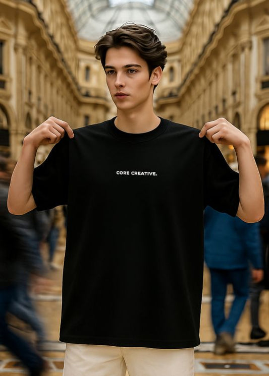 Core Creative Premium Black Oversized T-shirt For Men