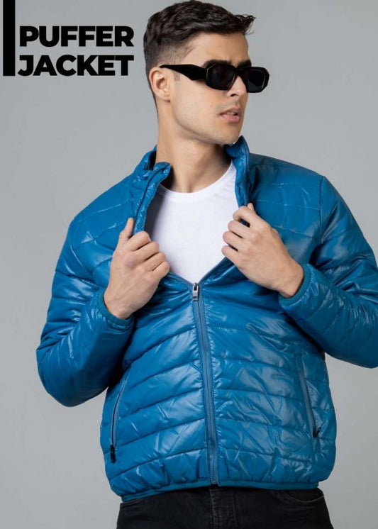 Blue Puffer Jacket For Men