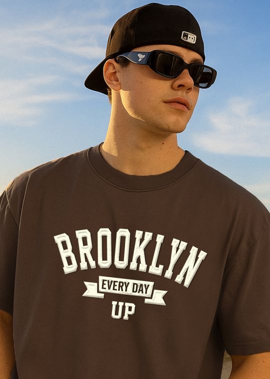 Brooklyn Premium Coffee Oversized T-shirt For Men