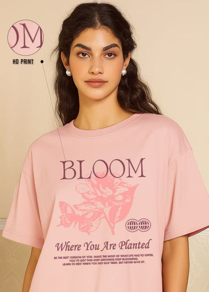 Bloom Baby Pink Oversized T-shirt For Women