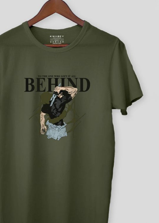 Behind Olive Half Sleeve T-shirt For Men