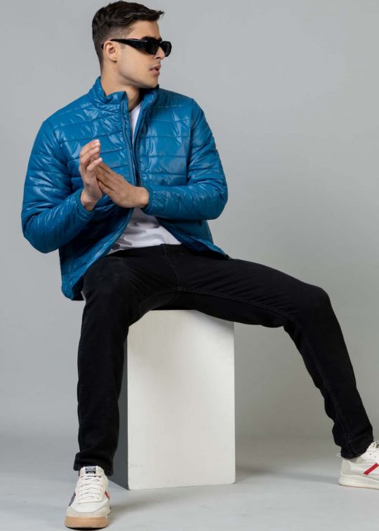 Blue Puffer Jacket For Men