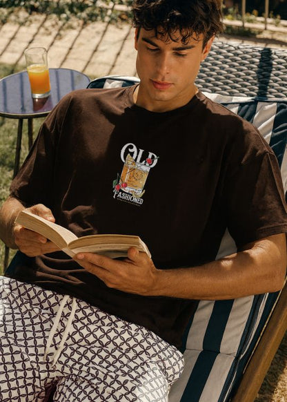 Old Fashioned Sip Premium Coffee Oversized T-shirt For Men