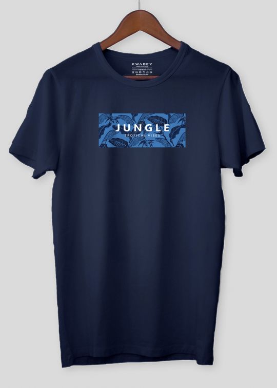 Jungle Tropical Vibes Navy Half Sleeve T-shirt For Men