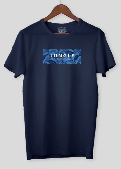 Jungle Tropical Vibes Navy Half Sleeve T-shirt For Men