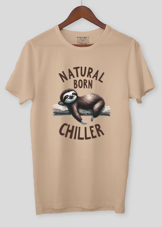 Born Chiller Beige Half Sleeve Tshirt For Men