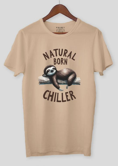 Born Chiller Beige Half Sleeve Tshirt For Men
