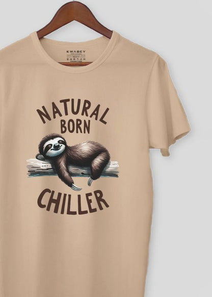 Born Chiller Beige Half Sleeve Tshirt For Men