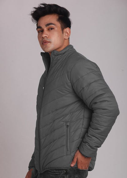 Charcoal Puffer Jacket For Men