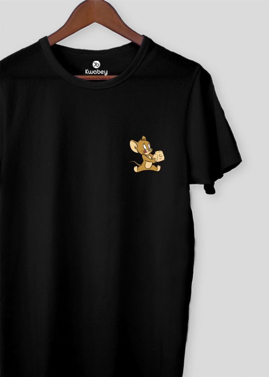 Cheese And Jerry Black Half Sleeve T-shirt For Men
