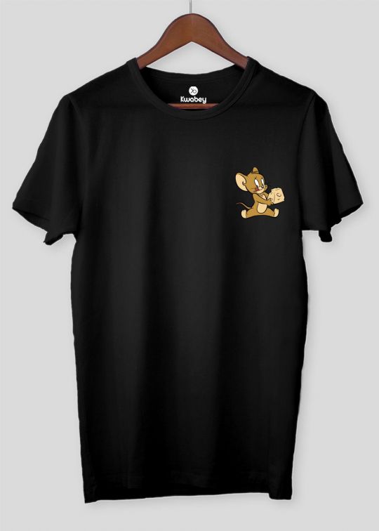Cheese And Jerry Black Half Sleeve T-shirt For Men