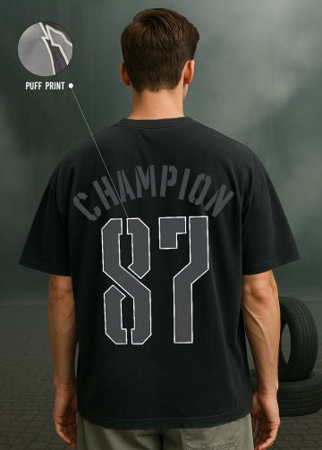 Champion 87 Premium Black Oversized T-shirt For Men