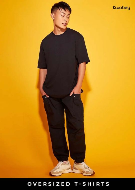 Basic Black Oversized T Shirt For Men - kwabey.com