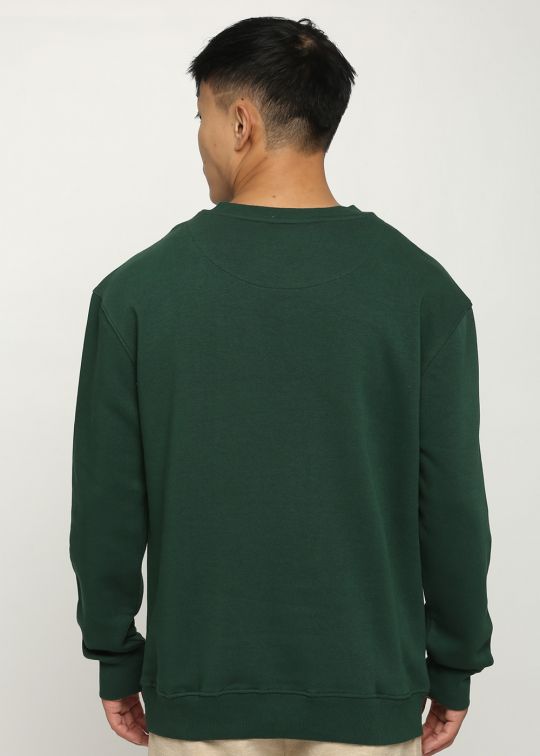 Basic Bottle Green Oversize Sweatshirt - kwabey.com