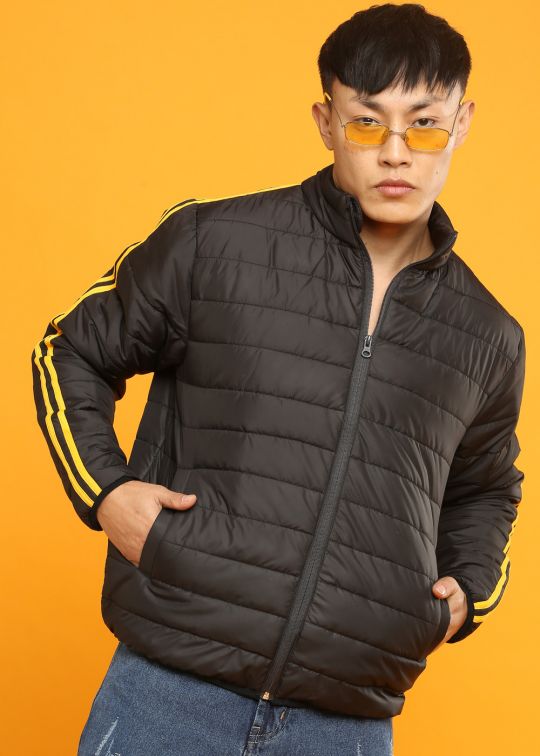 Black Designer Puffer Jacket For Men - kwabey.com