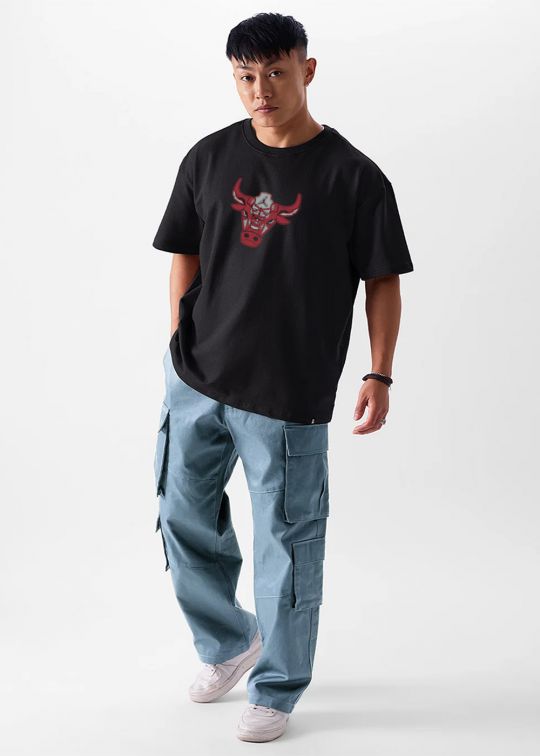 Bulls Jordan Black Oversized T Shirt For Men - kwabey.com