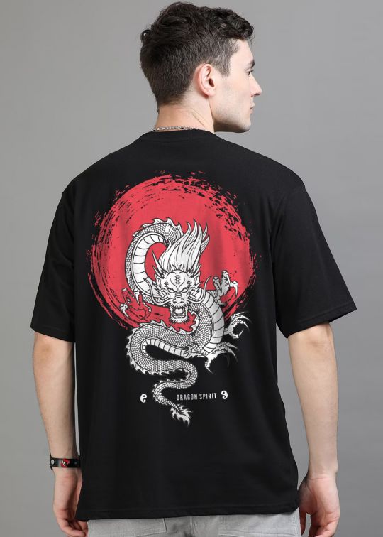 Dragon Spirit Black Oversized T Shirt For Men - kwabey.com