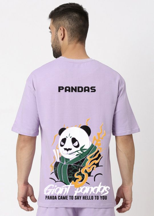 Giant Pandas Lilac Oversized T Shirt For Men - kwabey.com