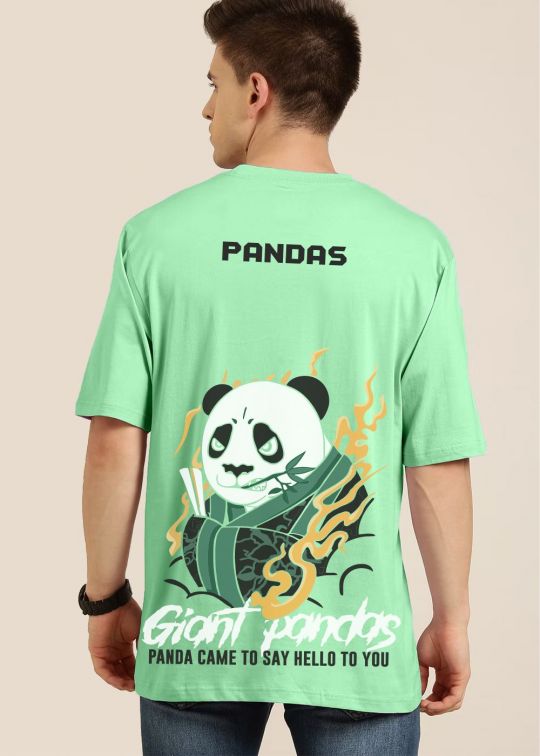 Giant Pandas Mint Green Oversized T Shirt For Men - kwabey.com