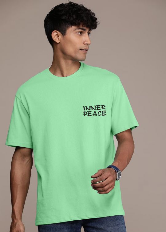 Inner Peace Panda Mint Green Oversized T Shirt For Men - kwabey.com