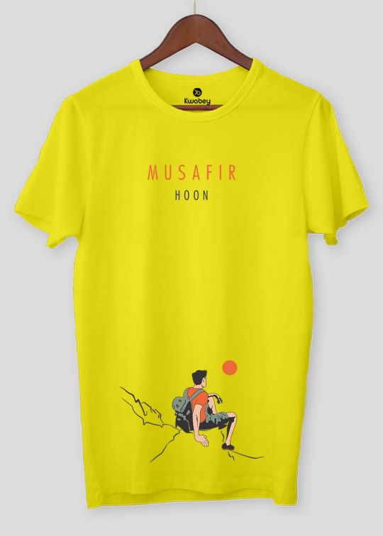 Musafir Hoon Pineapple Yellow Half Sleeve T Shirt For Men - kwabey.com