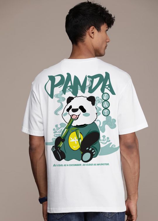 Panda Bamboo White Oversized T Shirt For Men - kwabey.com