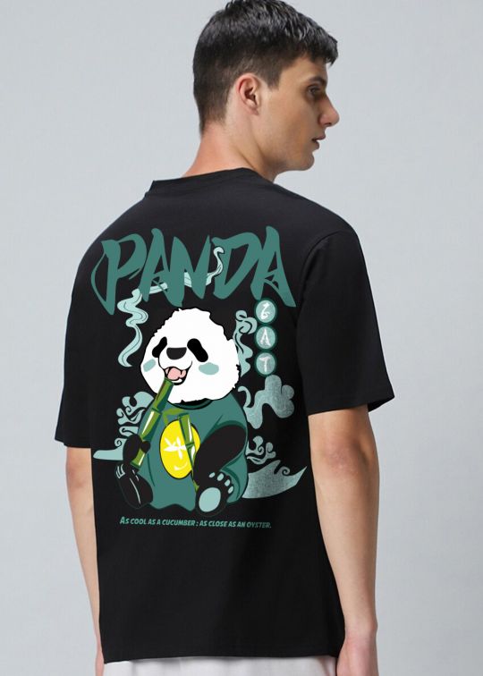 Panda Cool As Cucumber Black Oversized T Shirt For Men - kwabey.com