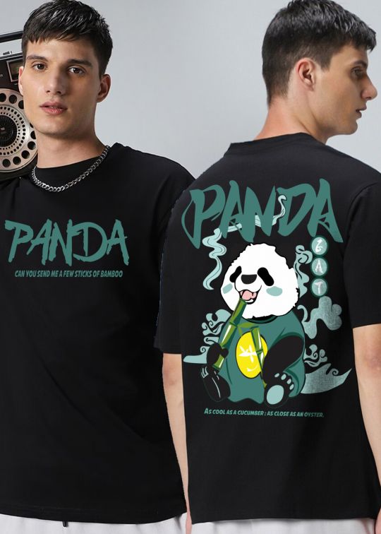 Panda Cool As Cucumber Black Oversized T Shirt For Men - kwabey.com